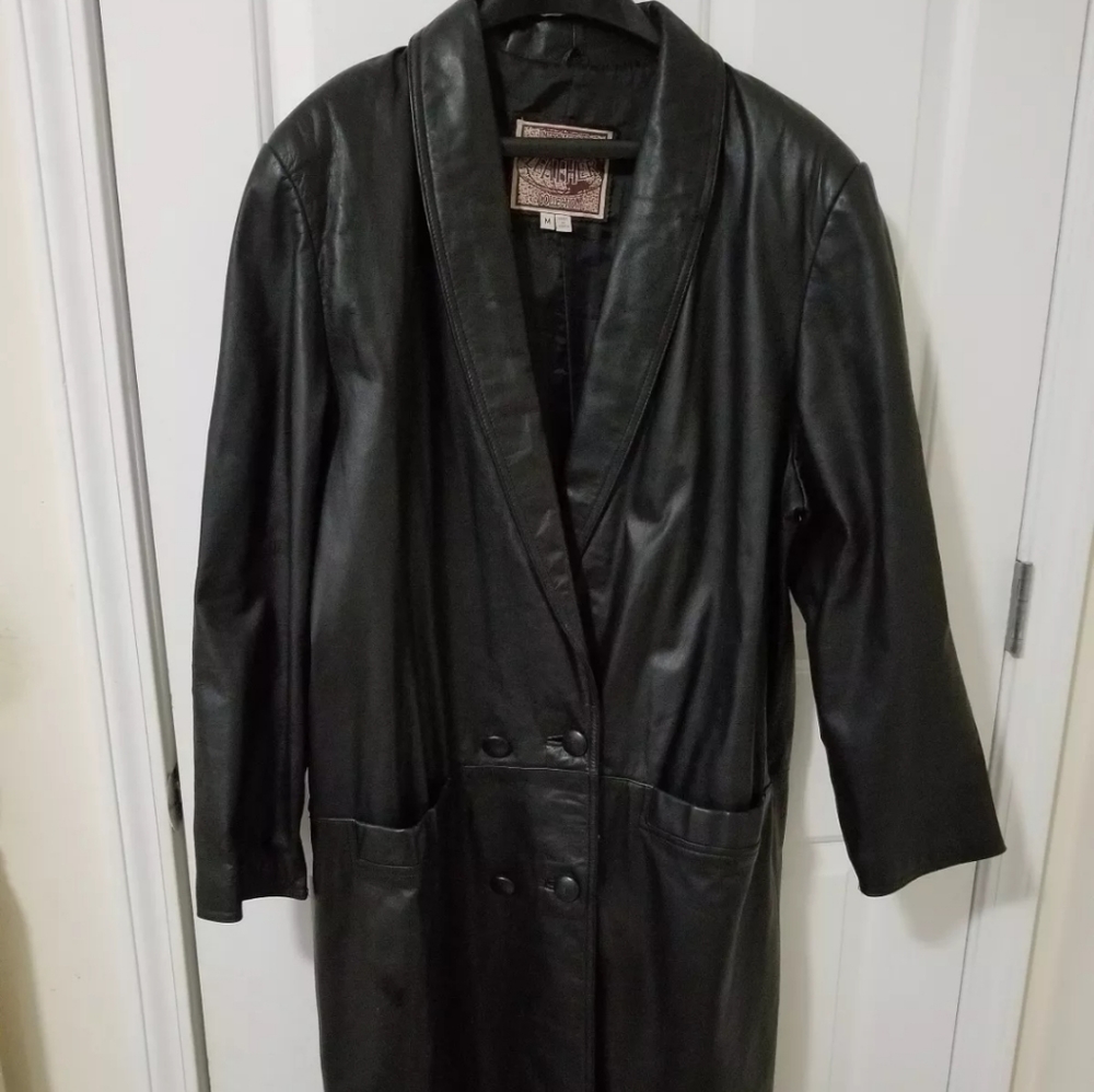 Vtg. 90s Doublebreasted leather collection M Coat
